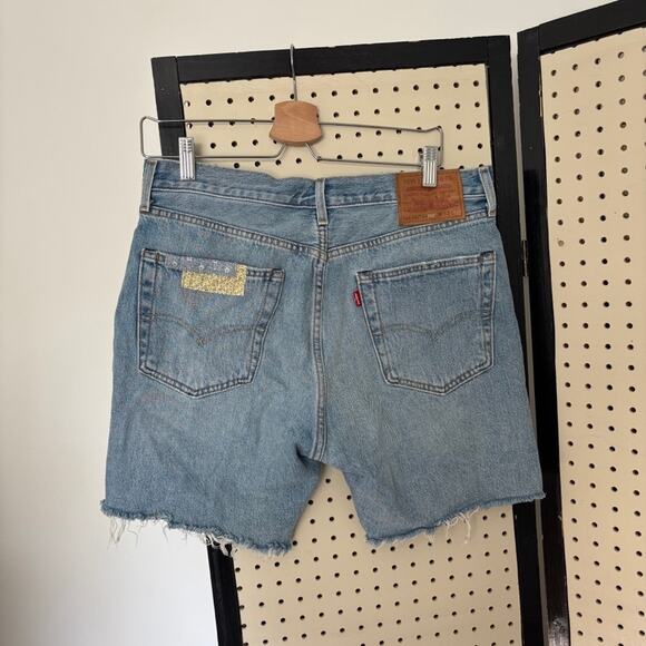 Levis Premium 501 150th Anniversary 93' Sashiko Patchwork 7" Shorts Men’s Sz 33” - Picture 3 of 10